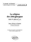 Front cover of La religion des cités grecques by Marie-Thérèse Le Dinahet