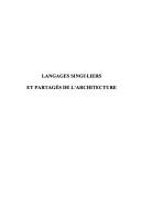 Front cover of Langages singuliers et partagés de l'architecture by Philippe Boudon