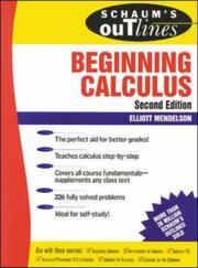 Front cover of Schaum's outline of theory and problems of beginning calculus by Elliott Mendelson