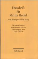 Front cover of Festschrift für Martin Heckel zum siebzigsten Geburtstag by Martin Heckel