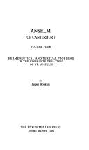 Front cover of Anselm of Canterbury by Jasper Hopkins
