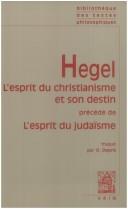 Front cover of L' Esprit du christianisme et son destin by Georg Wilhelm Friedrich Hegel