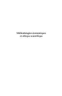 Front cover of Méthodologies économiques et éthique scientifique by Elie Sadigh