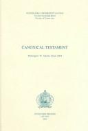 Front cover of Canonical testament by Monsignor W. Onclin Chair (2004 : Leuven, Belgium)