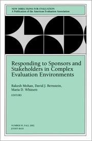 Front cover of Responding to sponsors and stakeholders in complex evaluation environments by Rakesh Mohan