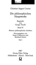Cover of Die Philosophischen Hauptwerke by Christian August Crusius