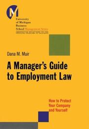 Front cover of A manager's guide to employment law by Dana M. Muir