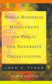 Front cover of Human Resources Management for Public and Nonprofit Organizations by Joan E. Pynes