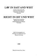 Front cover of Law in East and West by Waseda Daigaku. Hikakuhō Kenkyūjo