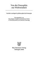 Cover of Von der Pansophie zur Weltweisheit by Hans-Jürgen Schrader