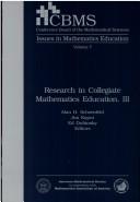Front cover of Research in collegiate mathematics education by Ed Dubinsky
