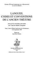 Front cover of Langues, codes et conventions de l'ancien théâtre by Jean-Pierre Bordier