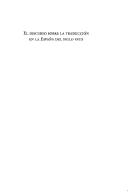 Front cover of El discurso sobre la traducción en la España del siglo XVIII by María Jesús García Garrosa