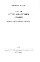Cover of Hitler Interpretationen, 1923-1983 by Gerhard Schreiber