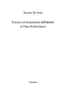Front cover of Estetica ed ermeneutica dell'alterità in Hans Robert Jauss by Antonio De Sensi