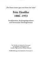 Front cover of "Die Person immer ganz weit hinter der Sache" by Fritz Henssler