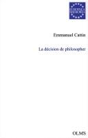 Cover of La decision de philosopher by Emmanuel Cattin