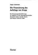 Front cover of Die Finanzierung des Aufstiegs von Krupp by Jürgen Lindenlaub