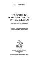 Front cover of Les écrits de Benjamin Constant sur la religion by Patrice Thompson