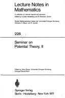 Front cover of Seminar on potential theory, II by Heinz Bauer