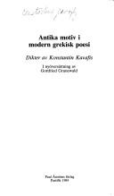 Cover of Antika motiv i modern grekisk poesi by Kōnstantinos Petrou Kabaphēs