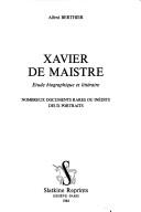 Cover of Xavier de Maistre by Alfred Berthier