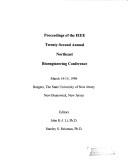 Front cover of Proceedings of the IEEE Twenty-Second Annual Northeast Bioengineering Conference by IEEE Northeast Bioengineering Conference (22nd 1996 New Brunswick, N.J.)