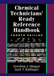 Front cover of Chemical technicians' ready reference handbook by Shugar, Gershon J.