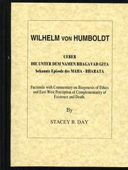 Front cover of Wilhelm von Humboldt: UÌber die unter dem Namen Bhagavad-Gita bekannte Episode des Maha-bharata by Stacey B. Day MD