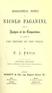 Front cover of Biographical notice of Nicolo Paganini by François-Joseph Fétis