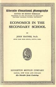 Cover of Economics in the secondary school by Haynes, John