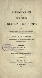 Front cover of An introduction to the study of political economy by D. Boileau