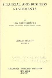 Cover of Financial and business statements by Leo Greendlinger