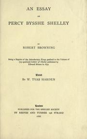 Front cover of An essay on Percy Bysshe Shelley by Robert Browning