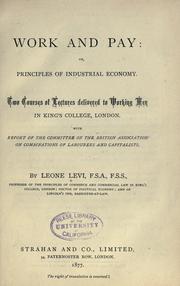 Cover of Work and pay by Leone Levi