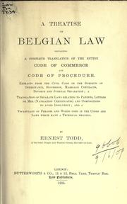Front cover of A treatise on Belgian law by Ernest Todd