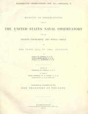 Cover of Results of observations made at the United States Naval observatory with the transit instrument and mural circle in the years 1853 to 1860, inclusive by United States Naval Observatory