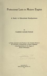 Front cover of Professional Latin in modern English by Clarence Leonard Staples