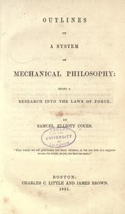 Front cover of Outlines of a system of mechanical philosophy by Samuel Elliott Coues