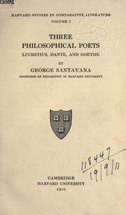 Cover of Three philosophical poets by George Santayana