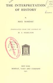 Front cover of The interpretation of history by Nordau, Max Simon