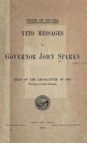 Front cover of Veto message of Governor John Sparks by Nevada. Governor (1903-1908 : Sparks)