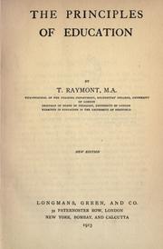 Front cover of The principles of education by Raymont, Thomas