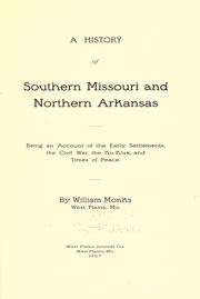 Front cover of A history of southern Missouri and northern Arkansas by Monks, William