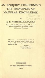 Front cover of An enquiry concerning the principles of natural knowledge by Alfred North Whitehead