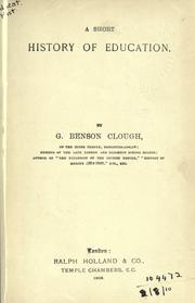 Front cover of A short history of education by G. Benson Clough