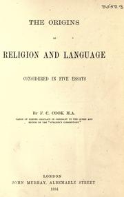 Front cover of The origins of religion and language by F. C. Cook