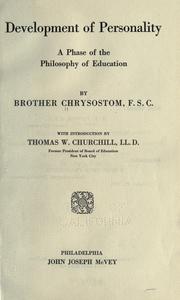 Front cover of Development of personality by Brother Chrysostom, F.S.C.