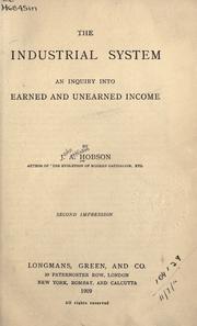 Cover of The industrial system by John Atkinson Hobson