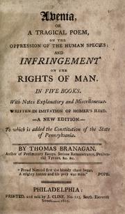 Front cover of Avenia, or, A tragical poem, on the oppression of the human species, and infringement on the rights of man by Thomas Branagan